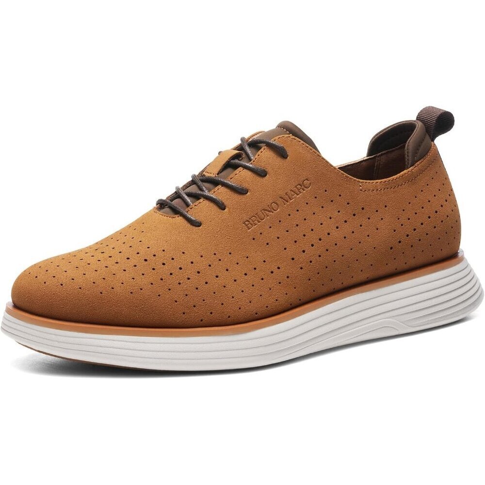 Bruno Marc Men's Faux Leather Brown Fashion Sneakers Oxfords Casual Shoes